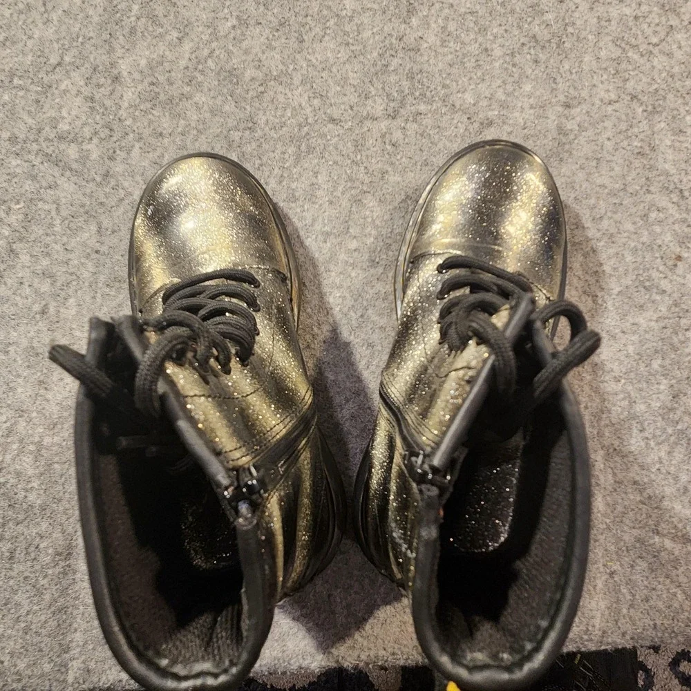 Dr. Martens 1460 Ombre Glitter Boots Youth‎ Size 2 Silver Lace Up Combat